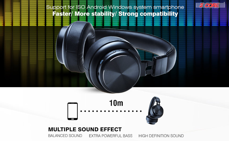 5Core Bluetooth Headphones Wireless Noise Cancelling Audifonos Inalambricos