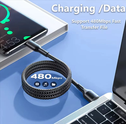 100W 6A Magnetic Fast Charge USB C Cable - Easy Storage & Quick Data Sync for Samsung & Xiaomi Phones