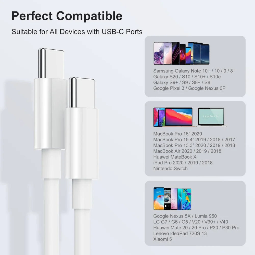 2-pack 6FT USB-C to USB-C Fast Charging Cable