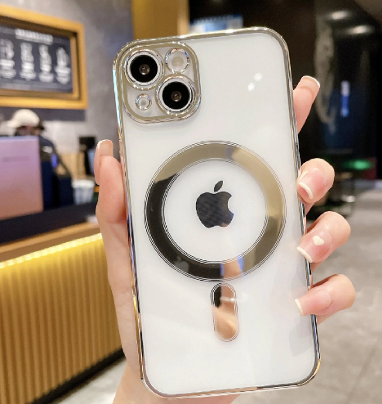 Luxury Plating Clear Magnetic Wireless Charger Case