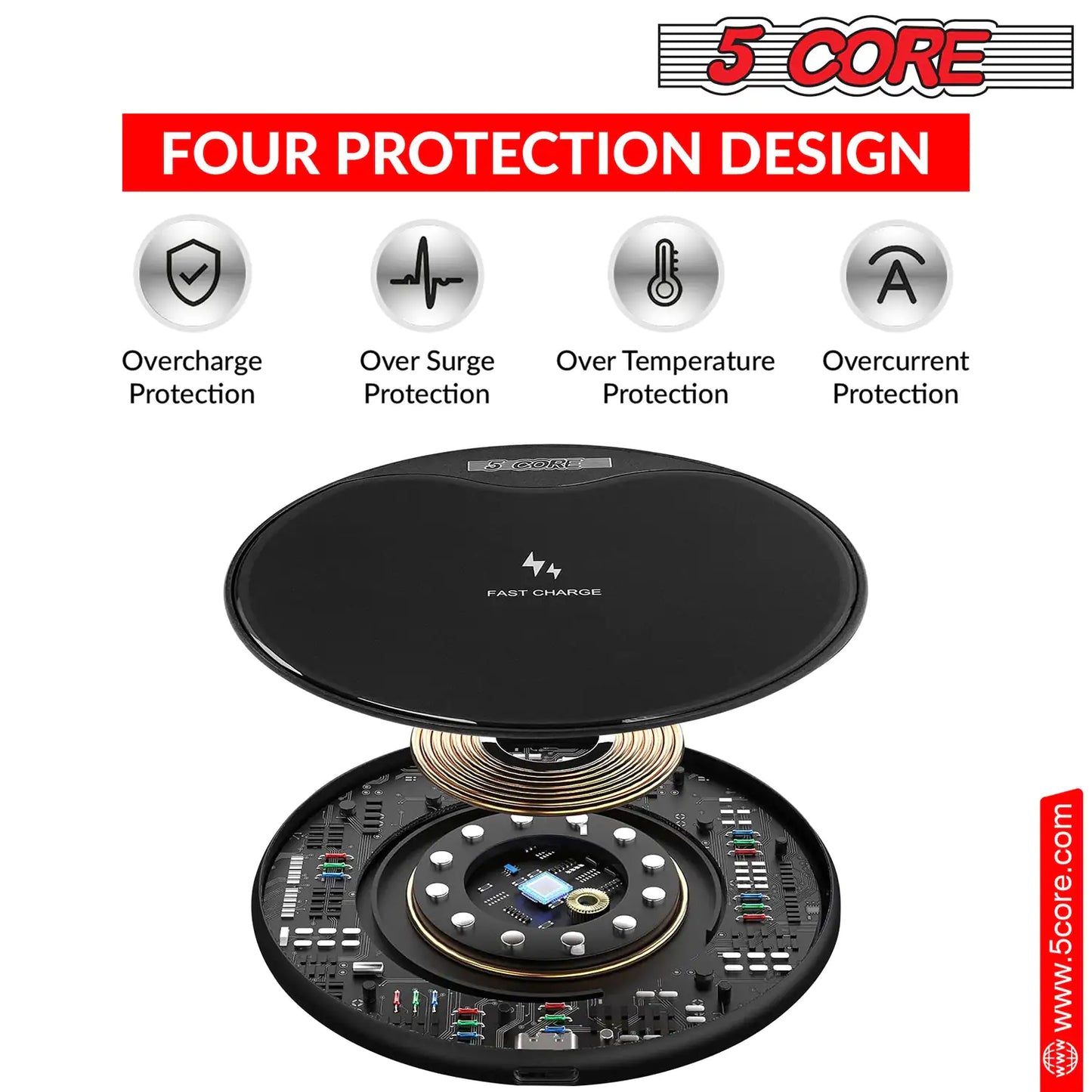 5 Core Wireless Charging Pad 15W Qi-Certified Fast Phone Charging Mat Cargador Inalámbrico Para